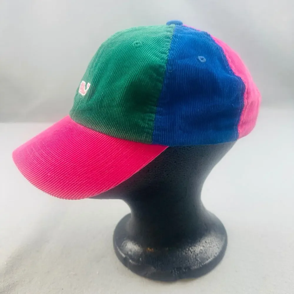 Vineyard Vines Youth Colorblock Corduroy Whale Logo Hat Strapback Cap OSFA